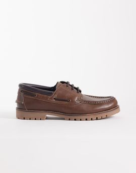 ASOS DESIGN ASOS DESIGN boat shoes with cleated sole in brown leather