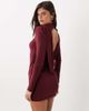 ASOS DESIGN ASOS DESIGN bodycon shoulder mini slinky dress with draped back detail in burgundy-Red - 1