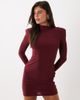 ASOS DESIGN ASOS DESIGN bodycon shoulder mini slinky dress with draped back detail in burgundy-Red - 4