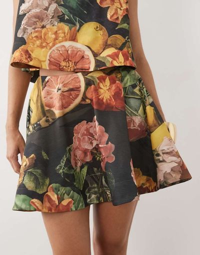ASOS DESIGN ASOS DESIGN bonded circle voluminous skirt in fruit print - part of a set-Multi