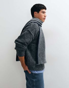 ASOS DESIGN ASOS DESIGN border rib knit scarf in gray