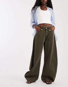 ASOS DESIGN ASOS DESIGN Bow Barrel Jeans in khaki-Blue