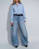 ASOS DESIGN ASOS DESIGN bow barrel leg jeans in light-medium blue - 1