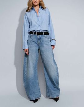 ASOS DESIGN ASOS DESIGN bow barrel leg jeans in light-medium blue