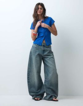 ASOS DESIGN ASOS DESIGN bow barrel leg jeans in smoke blue