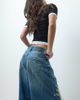ASOS DESIGN ASOS DESIGN bow barrel leg jeans with rips in dark mid blue - 4
