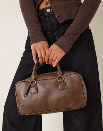 ASOS DESIGN ASOS DESIGN bowler mini purse in washed brown