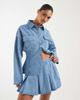 ASOS DESIGN ASOS DESIGN box pleat mini skirt in light wash denim-Blue - 1