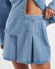 ASOS DESIGN ASOS DESIGN box pleat mini skirt in light wash denim-Blue - 4