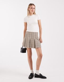 ASOS DESIGN ASOS DESIGN box pleats tailored mini skirt in brown micro plaid
