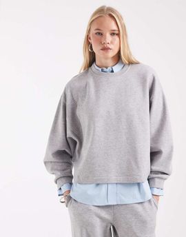 ASOS DESIGN ASOS DESIGN boxy crop brushback sweatshirt in gray heather