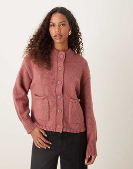 ASOS DESIGN ASOS DESIGN boxy oversized cardigan with pocket detail in dusty pink