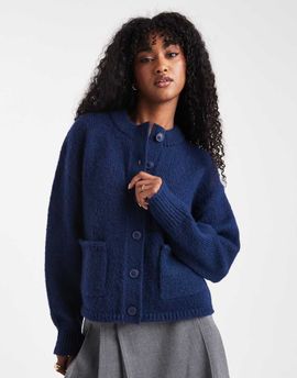 ASOS DESIGN ASOS DESIGN boxy oversized cardigan with pocket detail in navy