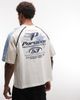ASOS DESIGN ASOS DESIGN boxy oversized cut and sew t-shirt with athletic graphic in cream-White - 1