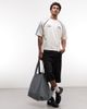 ASOS DESIGN ASOS DESIGN boxy oversized cut and sew t-shirt with athletic graphic in cream-White - 2