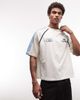 ASOS DESIGN ASOS DESIGN boxy oversized cut and sew t-shirt with athletic graphic in cream-White - 4