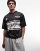 ASOS DESIGN ASOS DESIGN boxy oversized drop shoulder T-shirt with football graphic in black airtex fabric - 2