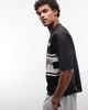 ASOS DESIGN ASOS DESIGN boxy oversized drop shoulder T-shirt with football graphic in black airtex fabric - 4