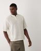 ASOS DESIGN ASOS DESIGN boxy oversized Henley T-shirt in cream textured fabric-White - 1