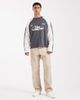 ASOS DESIGN ASOS DESIGN boxy oversized long sleeve T-shirt with cut and sew paneling and sports graphics in dark gray-Multi - 2