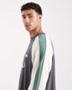 ASOS DESIGN ASOS DESIGN boxy oversized long sleeve T-shirt with cut and sew paneling and sports graphics in dark gray-Multi - 4
