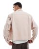ASOS DESIGN ASOS DESIGN boxy oversized oxford shirt in stone-Neutral - 4