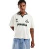 ASOS DESIGN ASOS DESIGN boxy oversized polo shirt in off white with soccer front print - 1