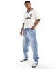 ASOS DESIGN ASOS DESIGN boxy oversized polo shirt in off white with soccer front print - 3