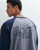 ASOS DESIGN ASOS DESIGN boxy oversized raglan T-shirt with print in washed gray and navy - 1