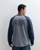 ASOS DESIGN ASOS DESIGN boxy oversized raglan T-shirt with print in washed gray and navy - 4