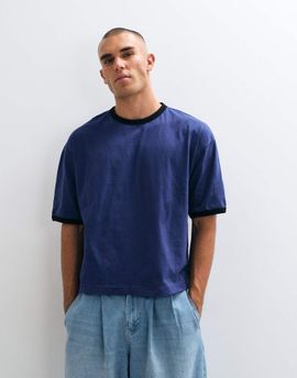 ASOS DESIGN ASOS DESIGN boxy oversized ringer t-shirt in washed blue-Navy