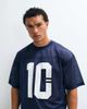 ASOS DESIGN ASOS DESIGN boxy oversized t-shirt with 10 graphic in navy athletic mesh - 1