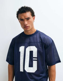 ASOS DESIGN ASOS DESIGN boxy oversized t-shirt with 10 graphic in navy athletic mesh