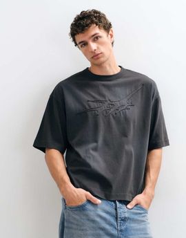 ASOS DESIGN ASOS DESIGN boxy oversized t-shirt with applique in washed charcoal-Gray