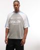 ASOS DESIGN ASOS DESIGN boxy oversized t-shirt with cut and sew paneling and athletic graphic in gray - 1