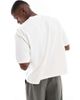 ASOS DESIGN ASOS DESIGN boxy oversized t-shirt with cut and sew paneling and athletic graphics in cream-White - 3