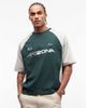 ASOS DESIGN ASOS DESIGN boxy oversized t-shirt with cut and sew paneling and sports graphics in green - 1