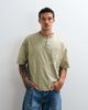 ASOS DESIGN ASOS DESIGN boxy oversized T-shirt with henley and graphic in washed green - 2