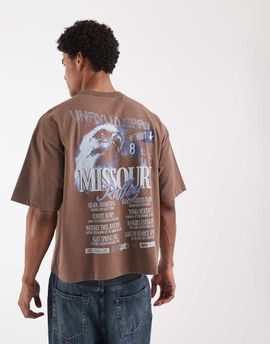 ASOS DESIGN ASOS DESIGN boxy oversized T-shirt with Missouri graphic in brown wash