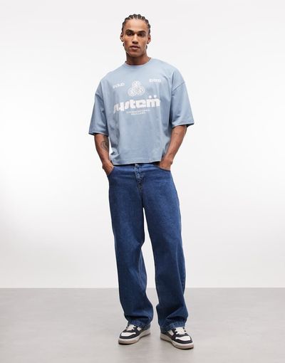 ASOS DESIGN ASOS DESIGN boxy oversized T-shirt with sports graphic in blue