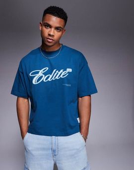 ASOS DESIGN ASOS DESIGN boxy oversized t-shirt with text graphic in blue