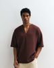ASOS DESIGN ASOS DESIGN boxy oversized T-shirt with V-neck in brown texture - 1