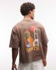 ASOS DESIGN ASOS DESIGN boxy oversized T-shirt with vacation graphic in washed brown - 1