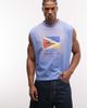 ASOS DESIGN ASOS DESIGN boxy oversized tank with tennis graphic in washed blue - 1