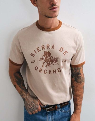 ASOS DESIGN ASOS DESIGN boxy regular ringer T-shirt in washed beige-Neutral