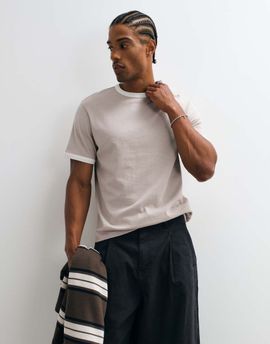 ASOS DESIGN ASOS DESIGN boxy regular ringer T-shirt in washed gray-Neutral
