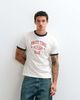 ASOS DESIGN ASOS DESIGN boxy regular ringer T-shirt with sports slogan graphic in cream-White - 1