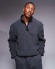 ASOS DESIGN ASOS DESIGN boxy relaxed borg quarter zip sweatshirt in charcoal-Gray - 1