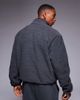 ASOS DESIGN ASOS DESIGN boxy relaxed borg quarter zip sweatshirt in charcoal-Gray - 3