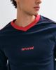 ASOS DESIGN ASOS DESIGN boxy relaxed long sleeve t-shirt with v-neck and text print in navy - 2